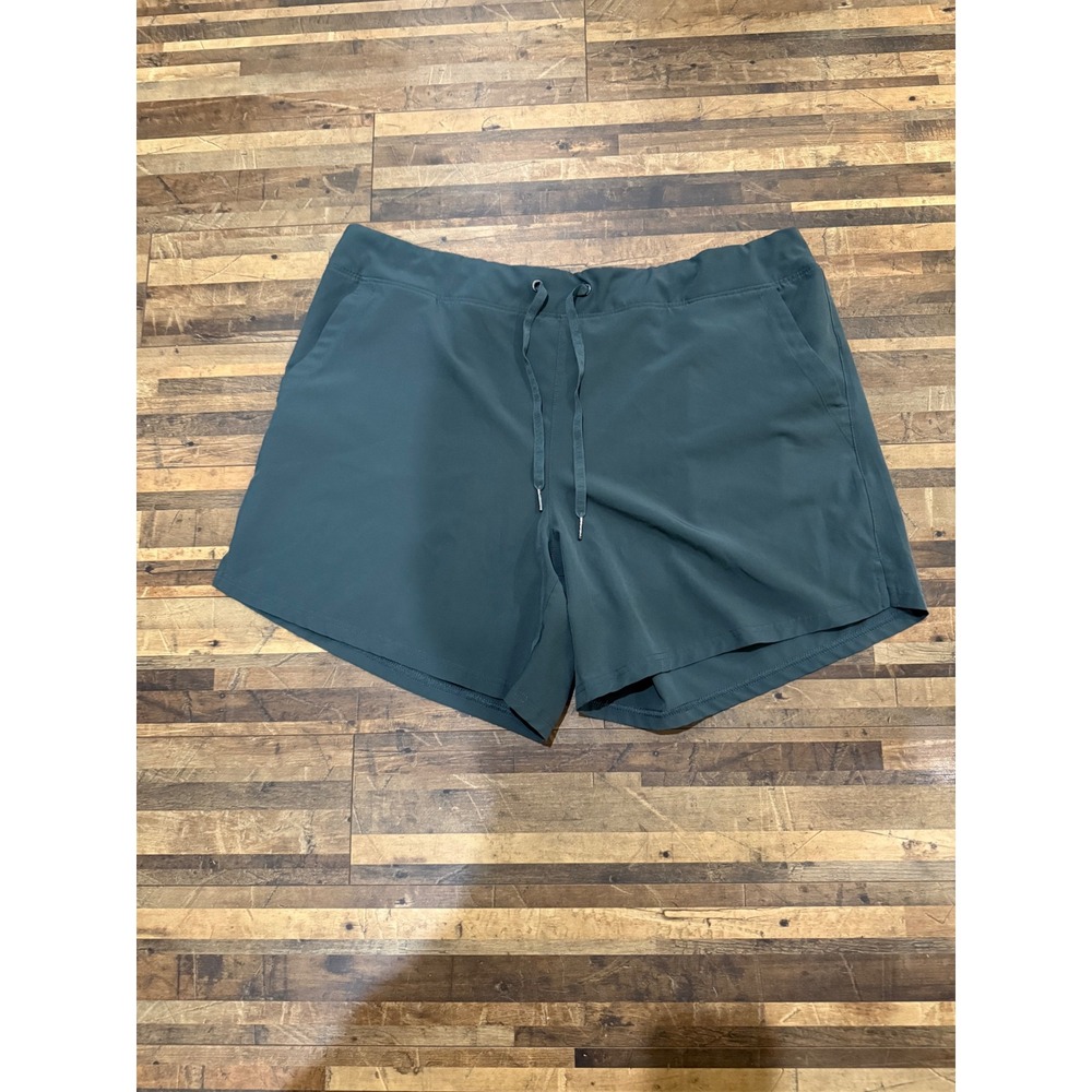 Gaiam Active Shorts Women XXL Green Excellent Drawstring Pockets Yoga Running